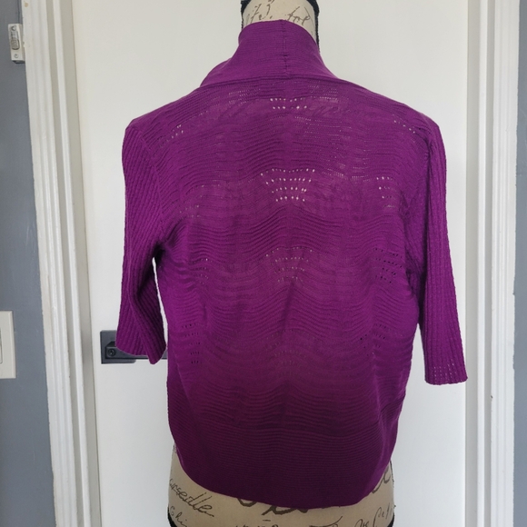 Calvin Klein Silk Blend Purple Knit Cropped Cardigan Short Sleeve XS - Picture 6 of 6